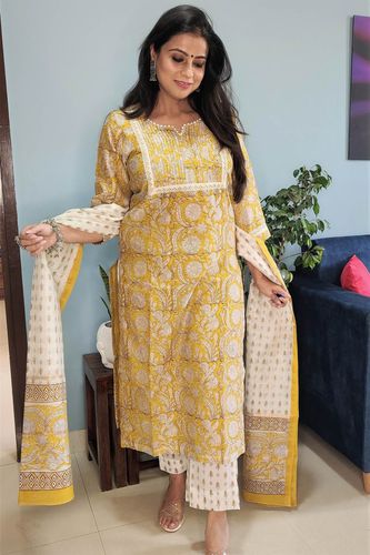 Mustard Yellow Silk Suit Set