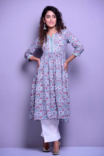 Light Grey Gather Kurta