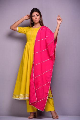 Mustard And Magenta Anarkali