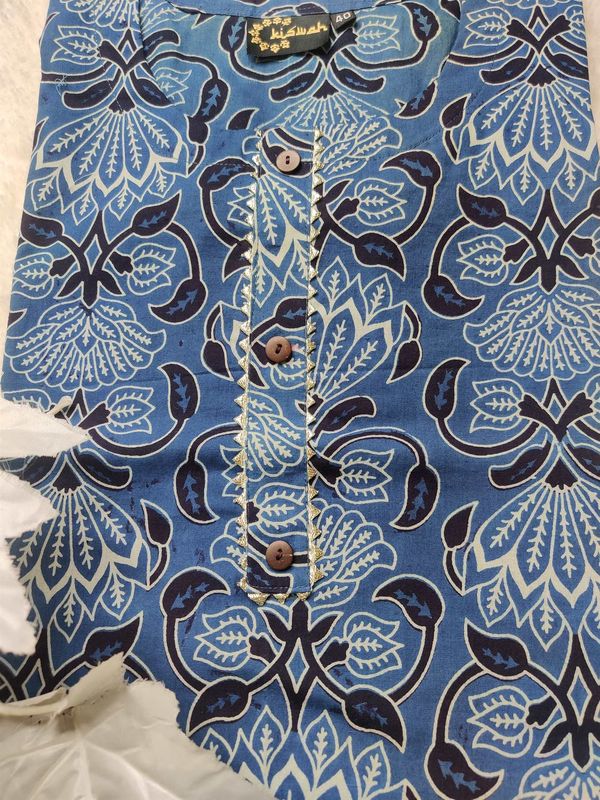 Blue Ajrak Kurta