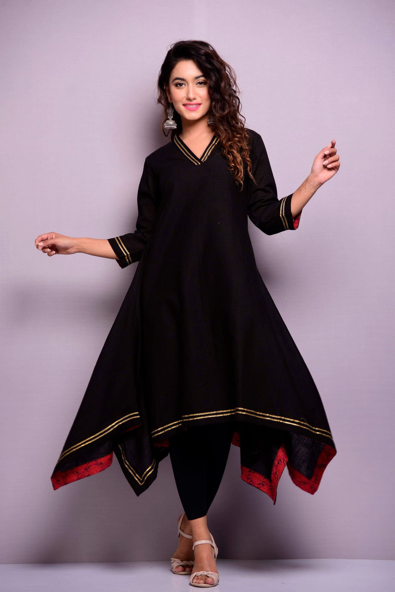 Black Square Cut Kurta