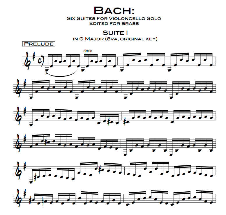 Bach Cello Suite 1 Prelude Bass Tab