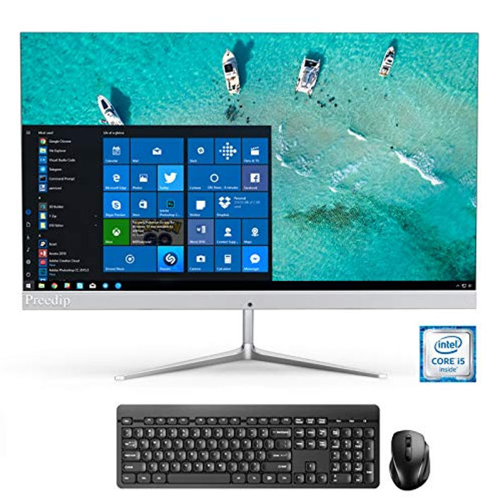 23.8 Full HD IPS All-in-One Desktop Computer with Windows 11 - Intel N4120  QuadCore, 4GB RAM, 128GB SSD, Dual-Band WiFi, Bluetooth, Expandable HDD 