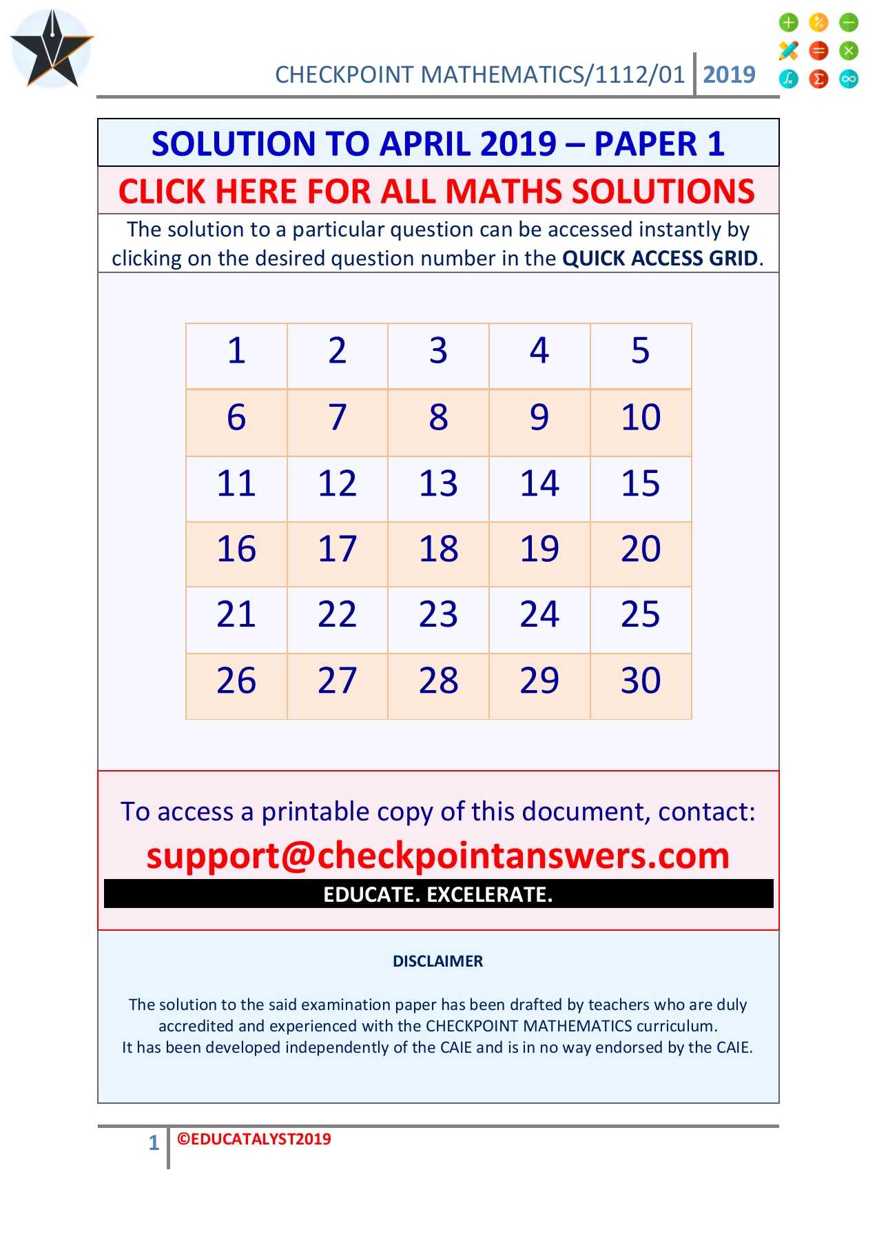 Cambridge Checkpoint Past Papers Maths Grade 8 2021