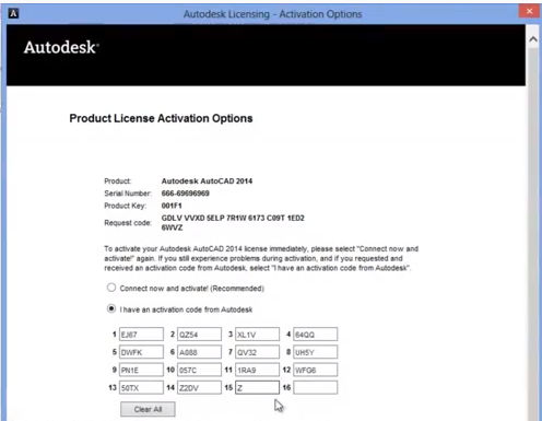 request an autocad activation code