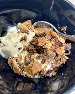 homemade vanilla ice cream with brownie