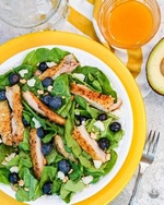 spring blueberry, avocado, spinach and chicken salad