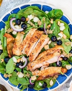 spring blueberry, avocado, spinach and chicken salad