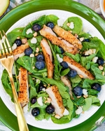 spring blueberry, avocado, spinach and chicken salad