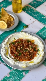 whipped feta with spiced chickpeas