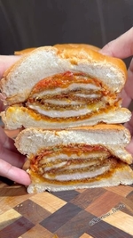 chicken schnitzel and pepperoni sandwich