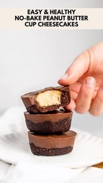 easy & healthy no-bake peanut butter cup cheesecakes