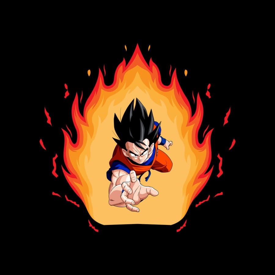 Goku, dragon ball, anime, animación, personajes, fuego, esferas del dragón