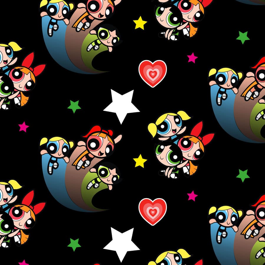 Las Chicas Superpoderosas, volando, superhéroes, Burbuja, Bombón, Bellota, estrellas de colores