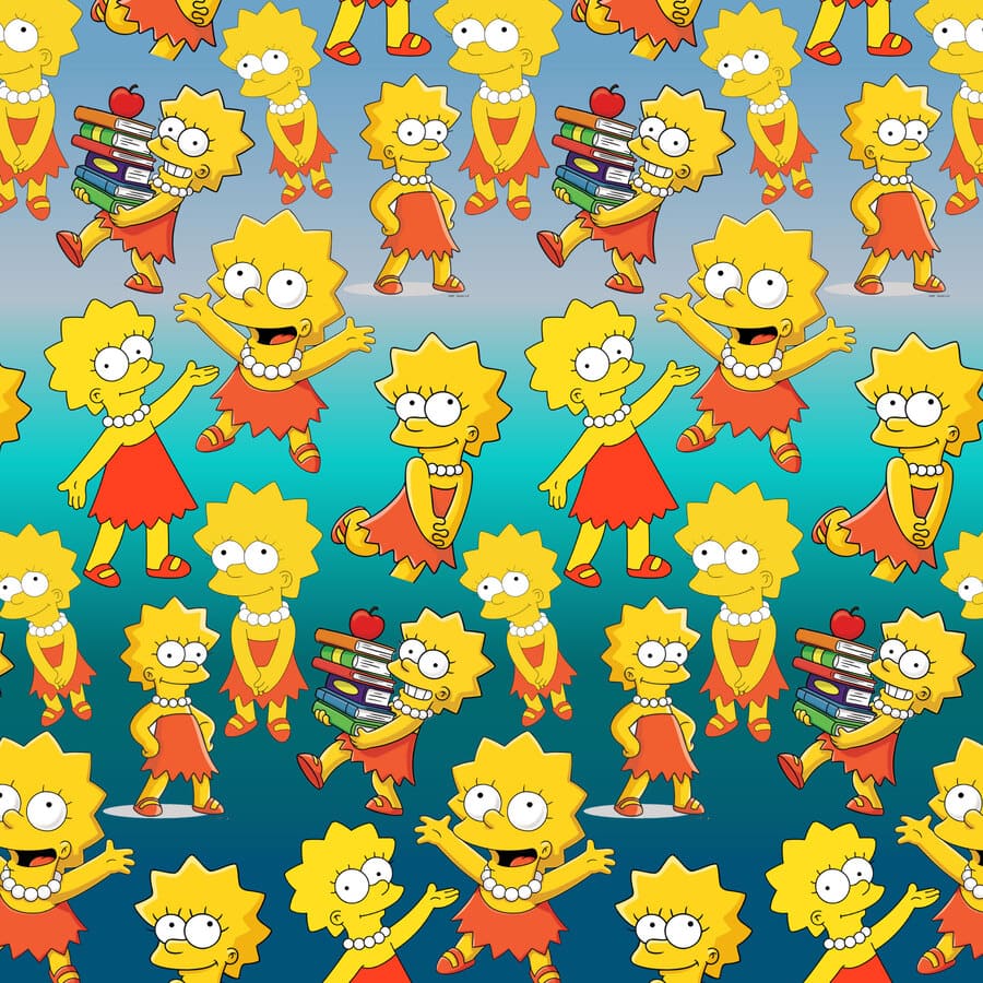 Los Simpson, Lisa, estudiando, expresiones, vestido naranja