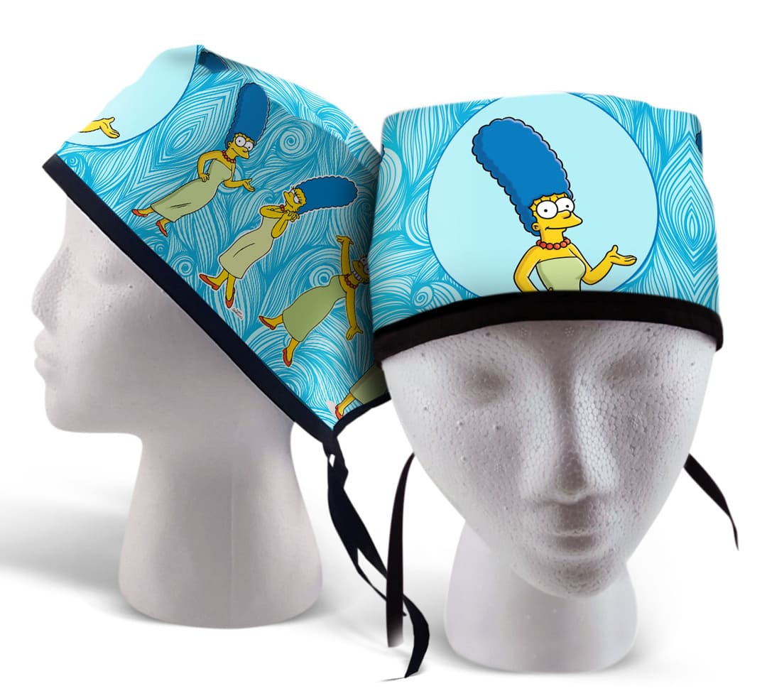 Los Simpson, Marge, cabello azul, vestido verde, emociones, actitud