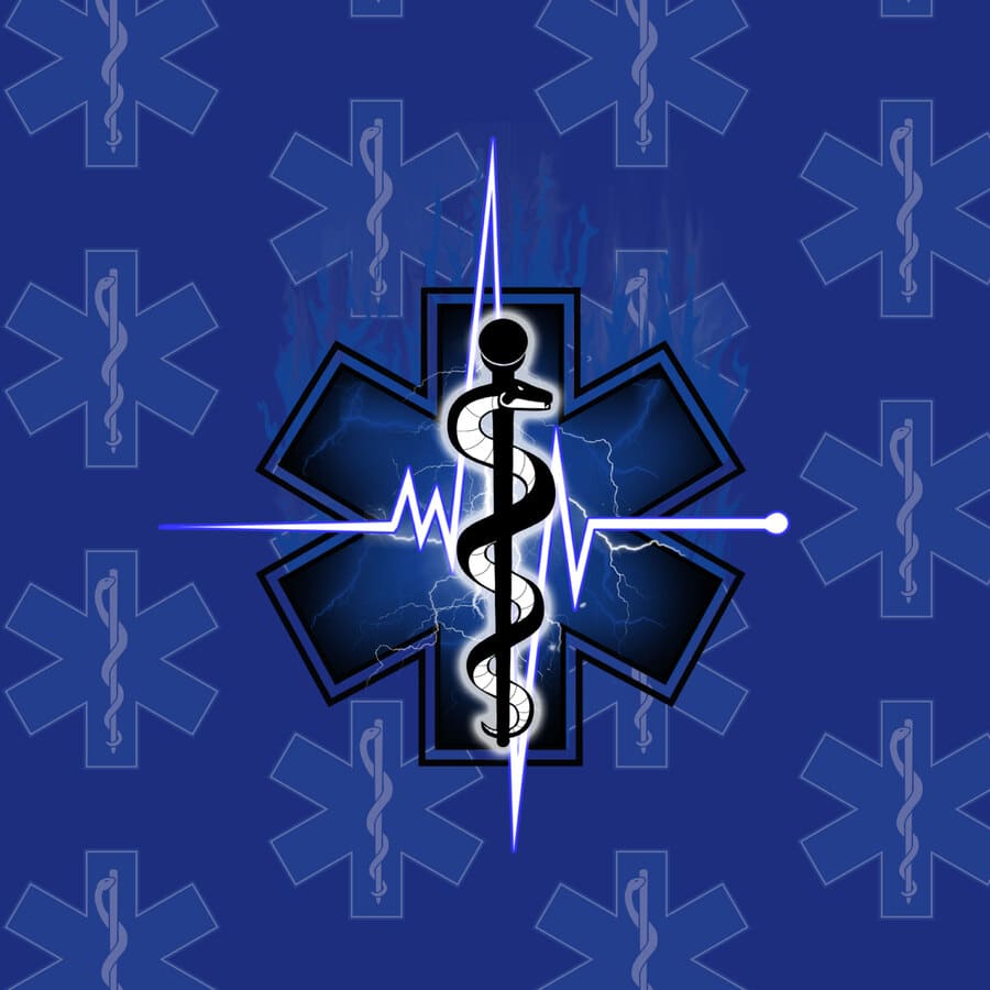 Emergenciología, emergencia, caduceo, ritmo cardiaco