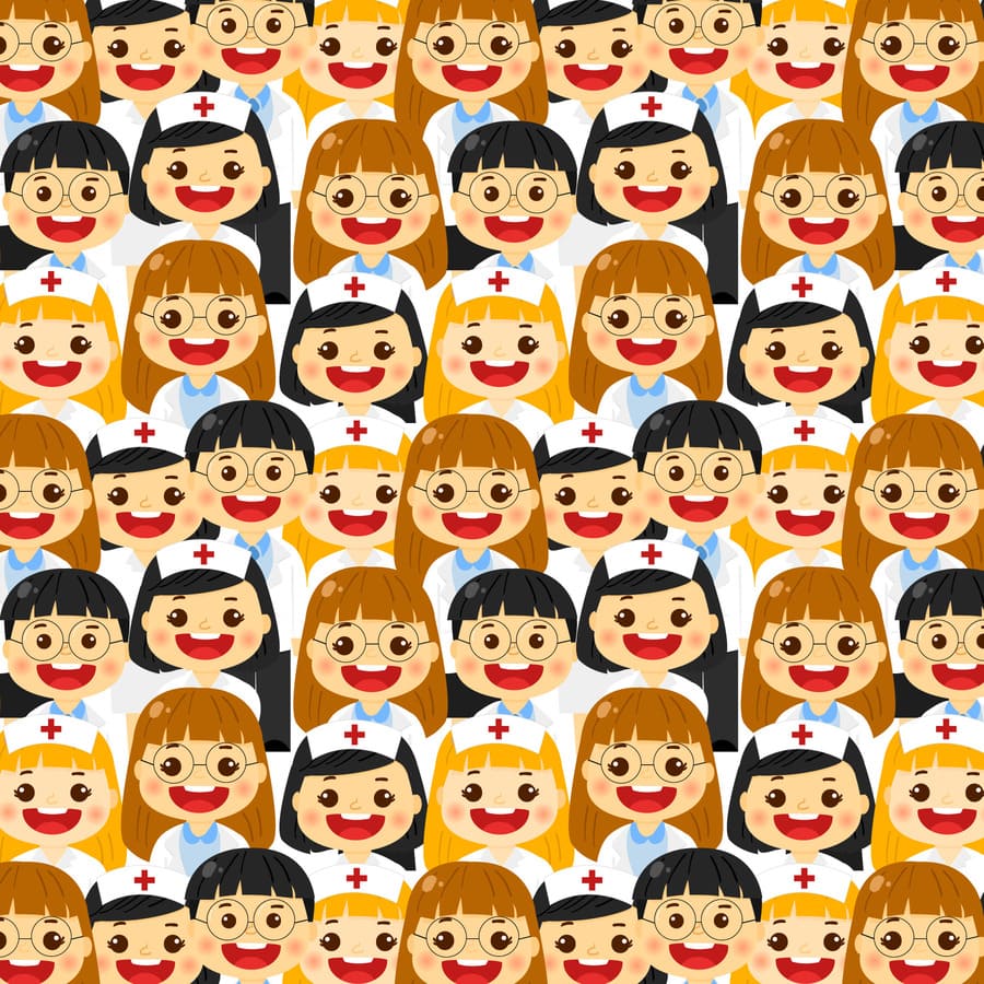 Enfermería, enfermeros de diferentes nacionalidades y culturas