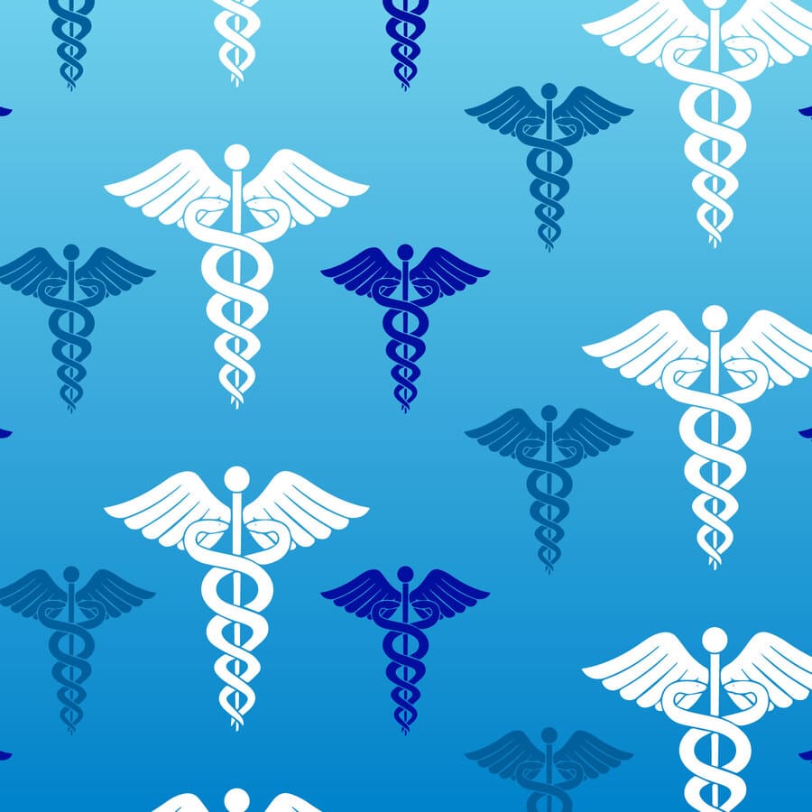Medicina interna, caduceos, siluetas