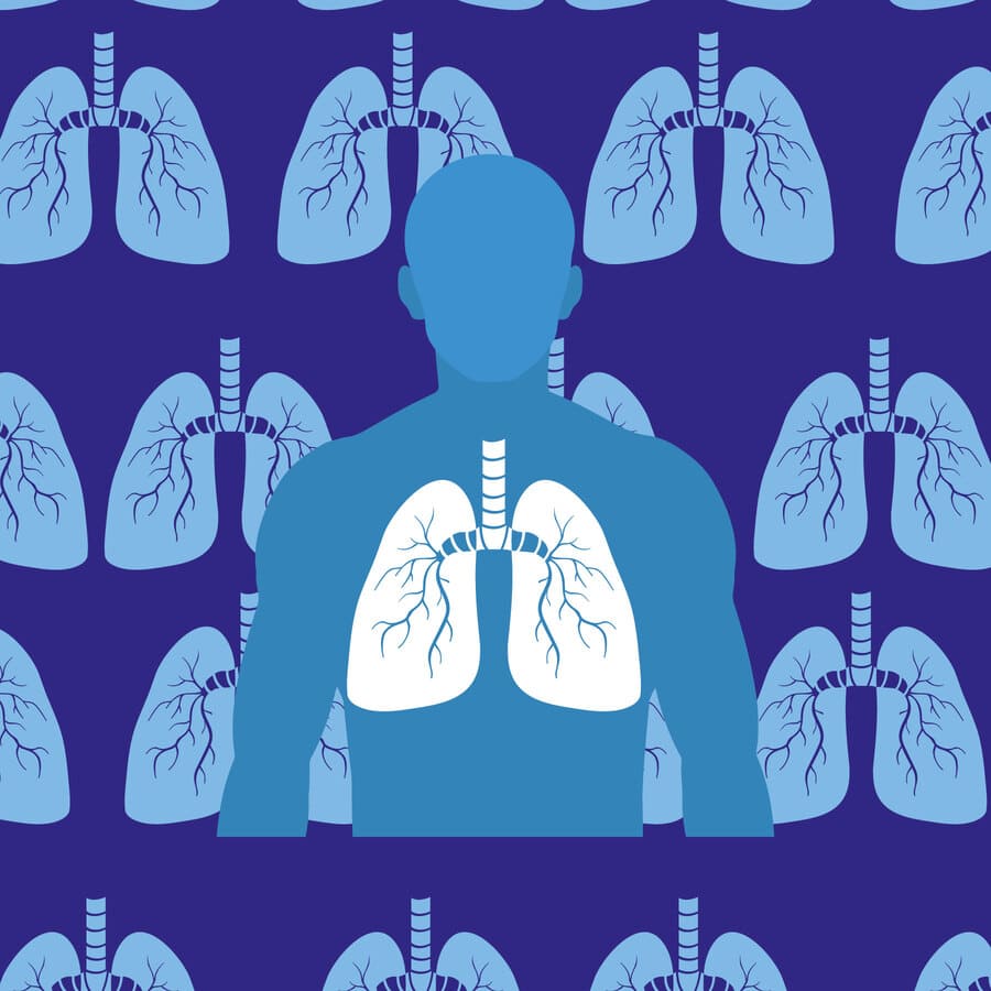 Neumología, pulmones, silueta del cuerpo humano