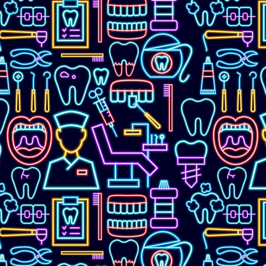 Odontología, dientes fuertes, pasta y cepillo dental, pinzas, ortodoncia