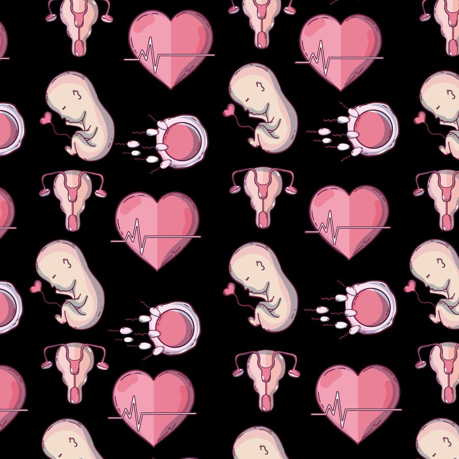 Pediatría, útero, corazones, bebe, electrocardiograma