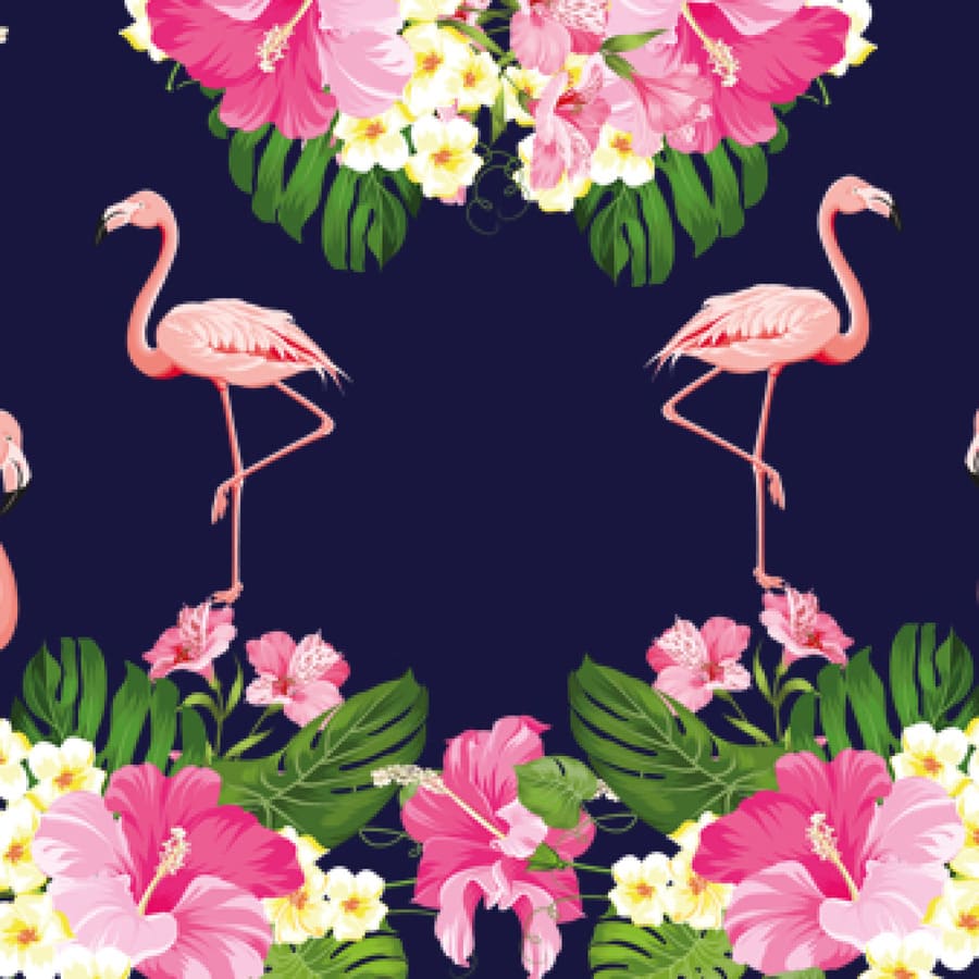 Animales, aves, flamenco, rosa, patas largas, pico, flores, hojas.