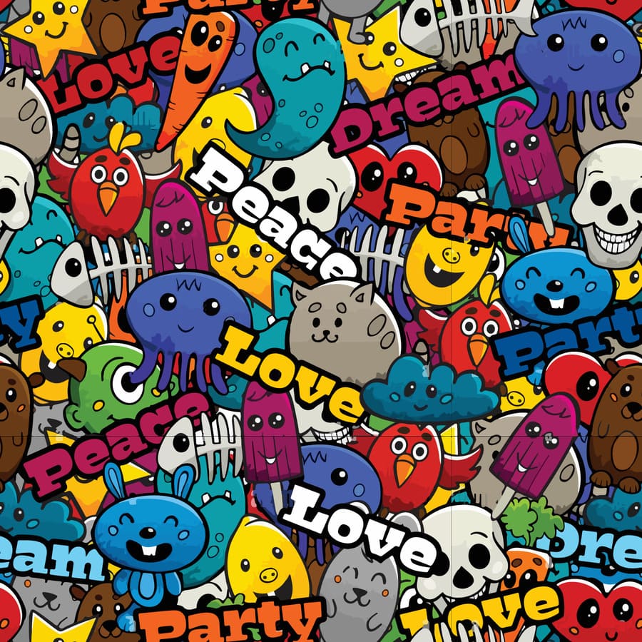 Figuras, siluetas, love, aves, zanahoria, calaveras, gato, paleta, pescado.