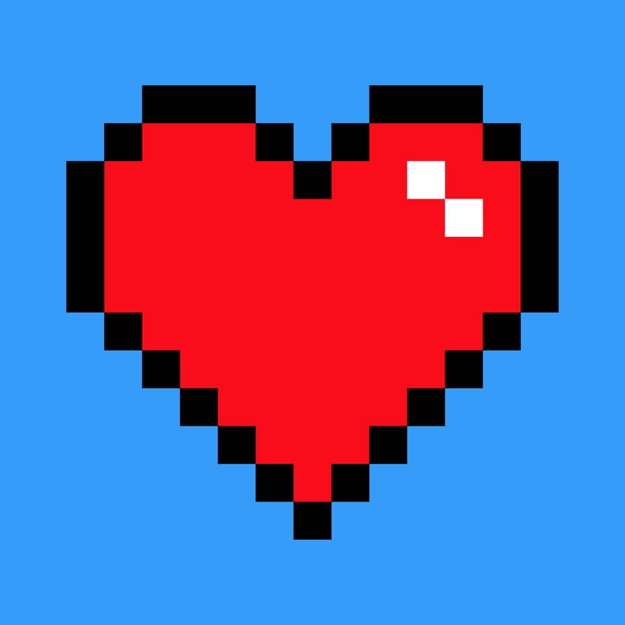 Corazón, rojo, pixelado, cuadro, cubo.