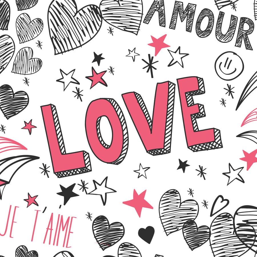 Silueta, amor, love, estrellas, corazones, felicidad, amistad.