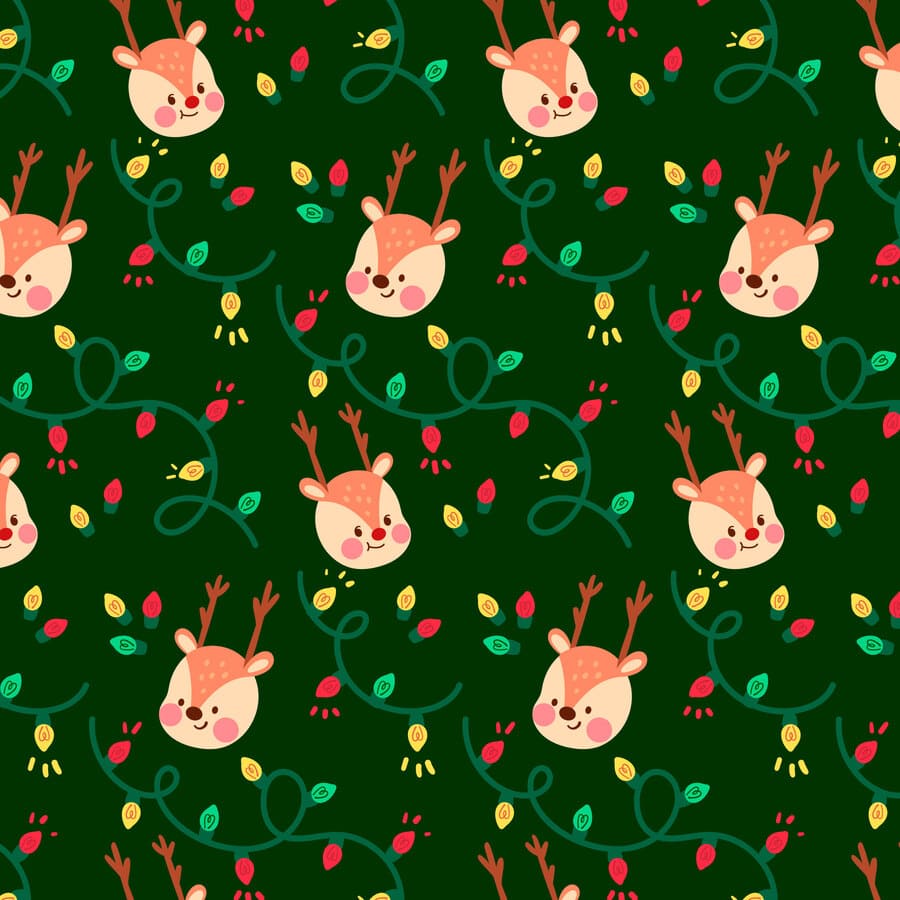 Navidad, luces de colores, renos, animales, cuernos, festejo.