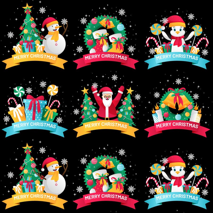 Navidad, regalos, árbol de navidad, Santa Claus, copos de nieves, dulces.