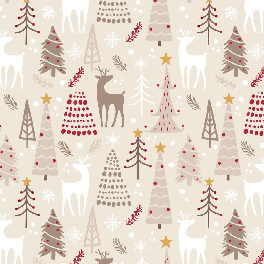 Navidad, árboles de navidad, renos, copos de nieve, estrellas, plumas.