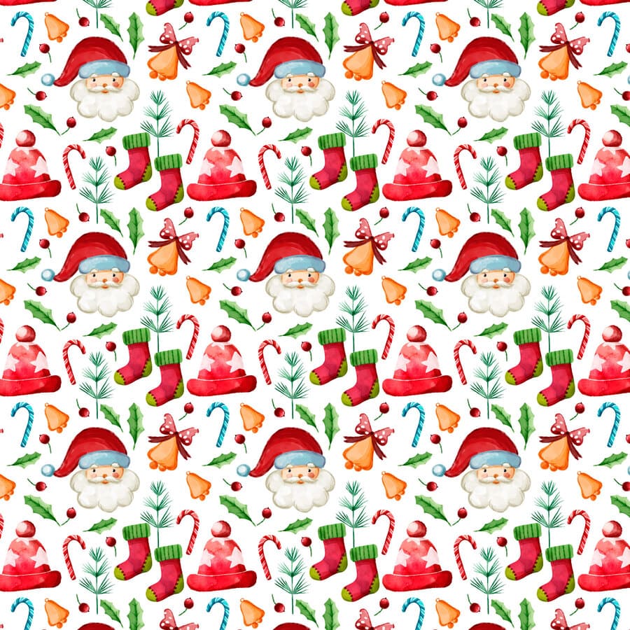 Navidad, Santa Claus, campanas, calcetines, gorros, lazos.