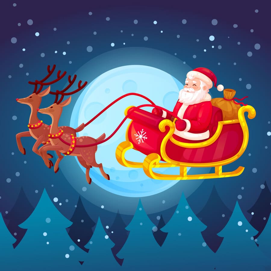 Navidad, árboles de navidad, renos, copos de nieve, estrellas, Santa Claus.