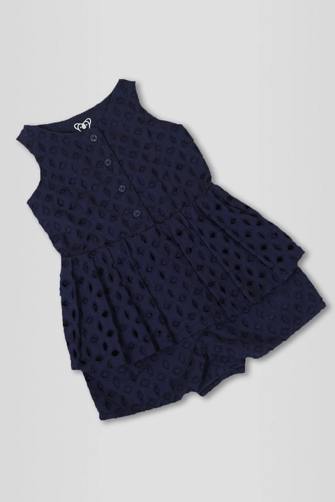 Nora Blue Eyelet Skirt Romper Onesie