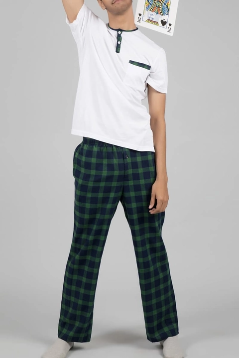 Green Check Henley Set