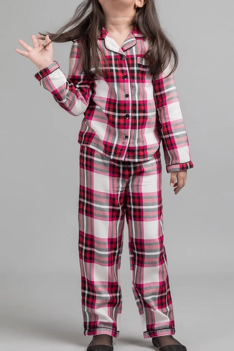 White Plaid Twill PJ Set