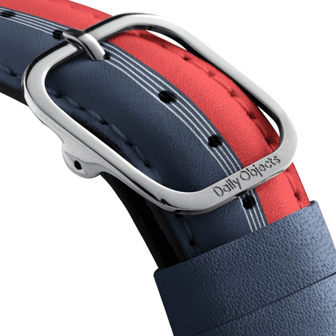 Red Blue Pinstripes Leather Universal WatchBand Kliipik Kuwait