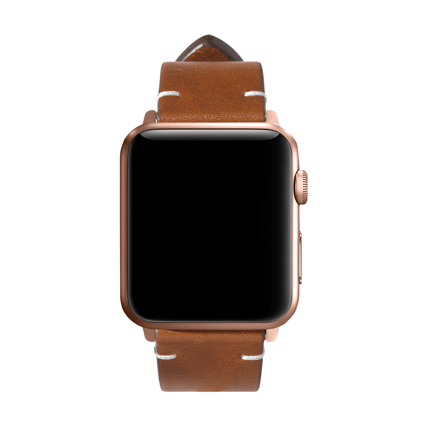 Tan Two-stitch Handmade Leather Apple WatchBand – Gold 38/40mm | KlippiK Kuwait
