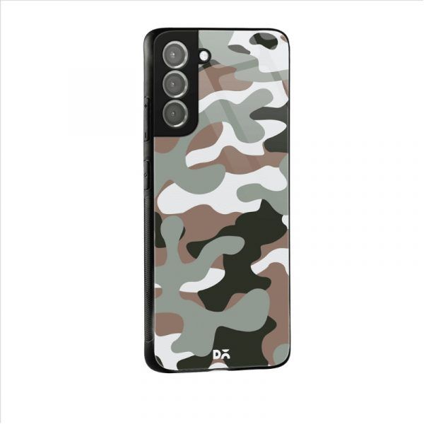 Camouflage Army Glass Case for Samsung Galaxy S21 | S21 Plus| KlippiK Kuwait UAE Saudi Online Shopping