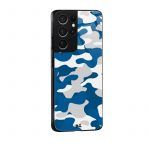 Camouflage Blue Glass Case for Samsung Galaxy S21 Ultra | KlippiK Kuwait UAE Saudi Online Shopping