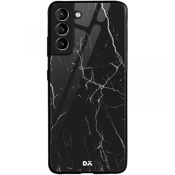 Black Marble Glass Case for Samsung Galaxy S21 | S21 Plus | KlippiK Kuwait UAE Saudi Online Shopping