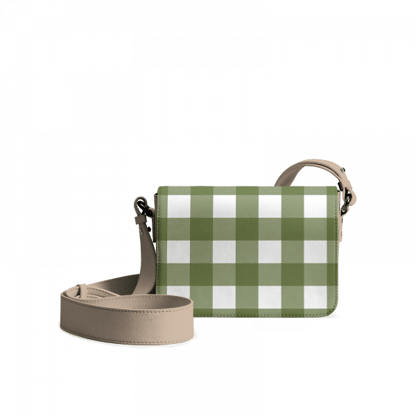 Creamy Crocodile Gingham Sol Box Shoulder Bag | Shop Online |KlippiK Kuwait UAE Saudi