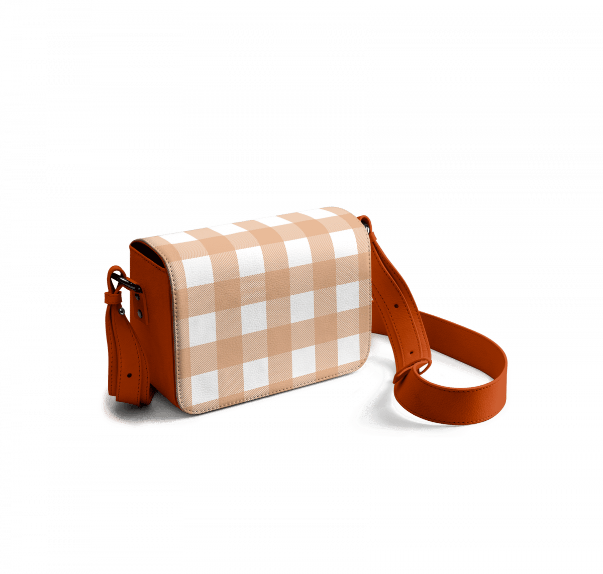 Rusty Pumpkin Gingham Sol Box Shoulder Bag | Shop Online | KlippiK Kuwait UAE Saudi