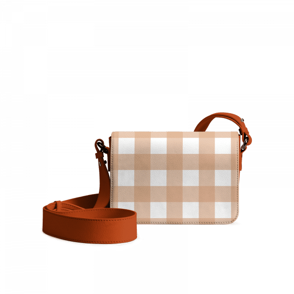 Rusty Pumpkin Gingham Sol Box Shoulder Bag | Shop Online | KlippiK Kuwait UAE Saudi