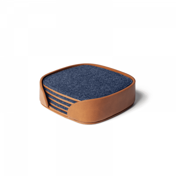 Squircle Felt Coaster Set - Blue - KlippiK Kuwait UAE Saudi - Online Shopping