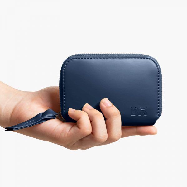 Ultramarine Blue Vegan Leather Zipper Slim Card & Coin Wallet | Online Shopping | KlippiK Kuwait UAE Saudi