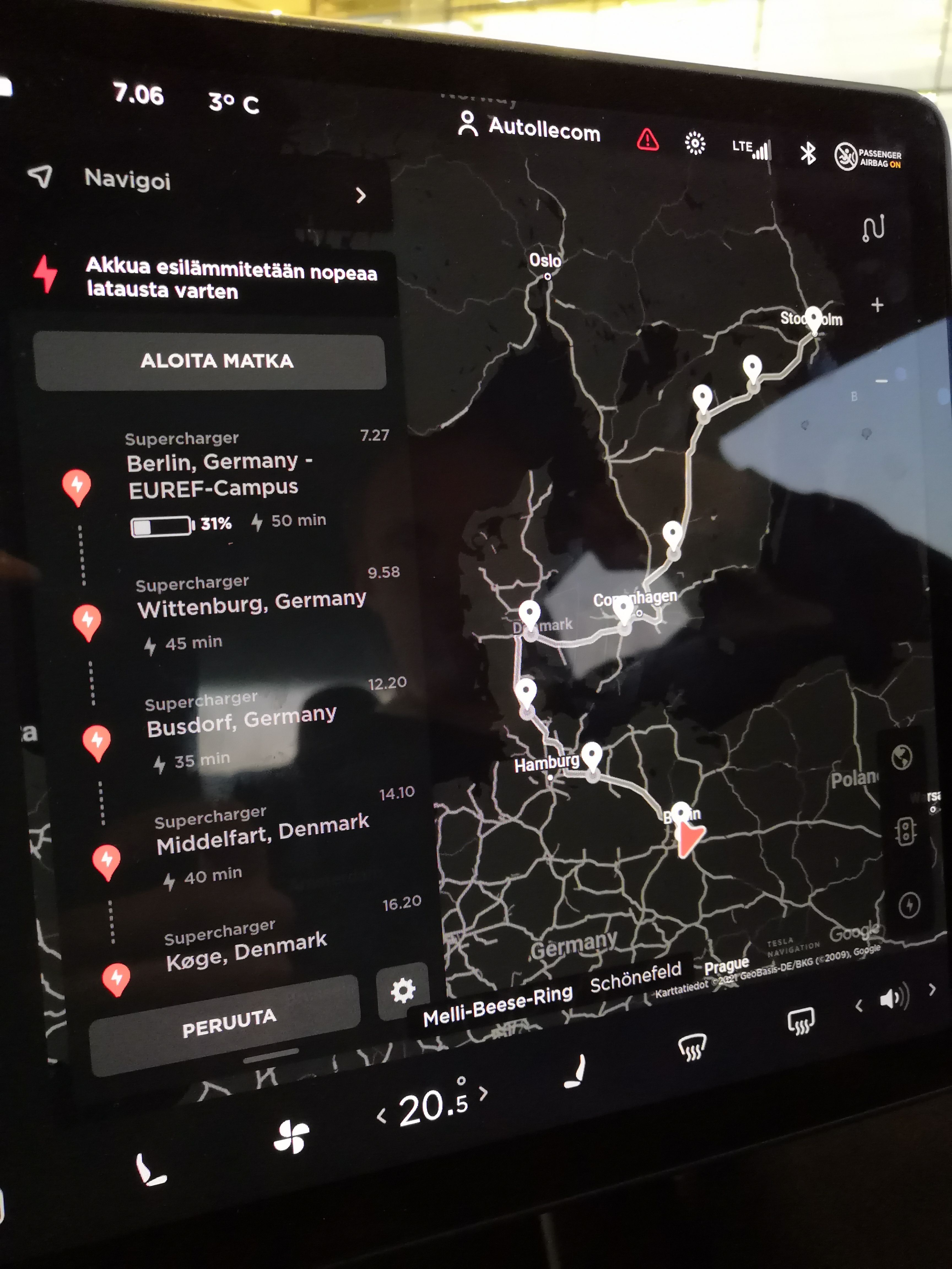  Blogi - Tesla Model 3SR+:lla Euroopanmatkalle