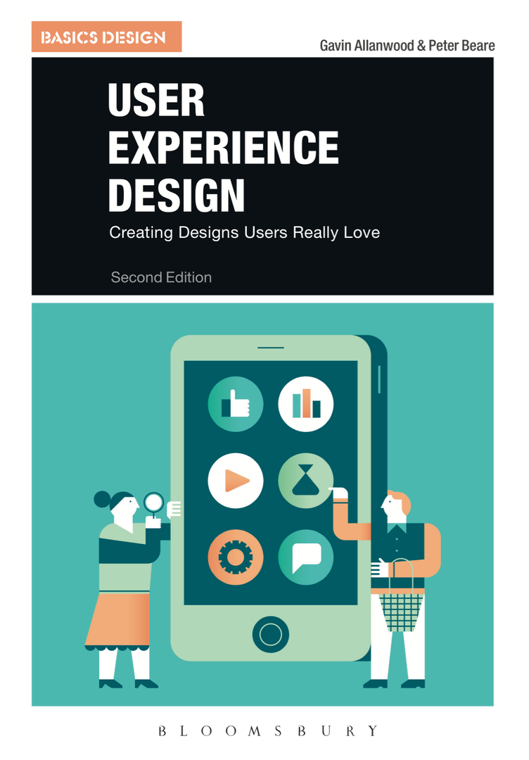The front cover of User Experience Design - A Practical Introduction ISBN: 9781350021709 (Basics Design Series) Bloomsbury Visual Arts
Cover illustration by Romualdo Faura.